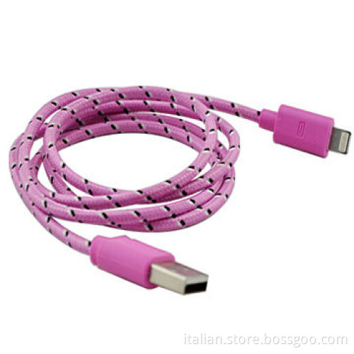 Nylon braid multi-color charging and sync data USB cable for iPhone 5/5s/5c